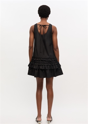 Cotton poplin U-neck mini kjole Black W0905 Ganni 